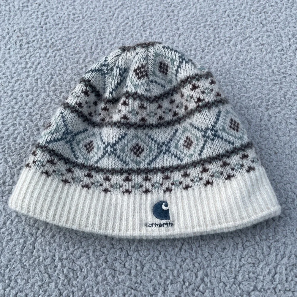 Carhartt Hat Beanies Womens One Size Lot Of 2 Purple White Knit Logo Work Winter